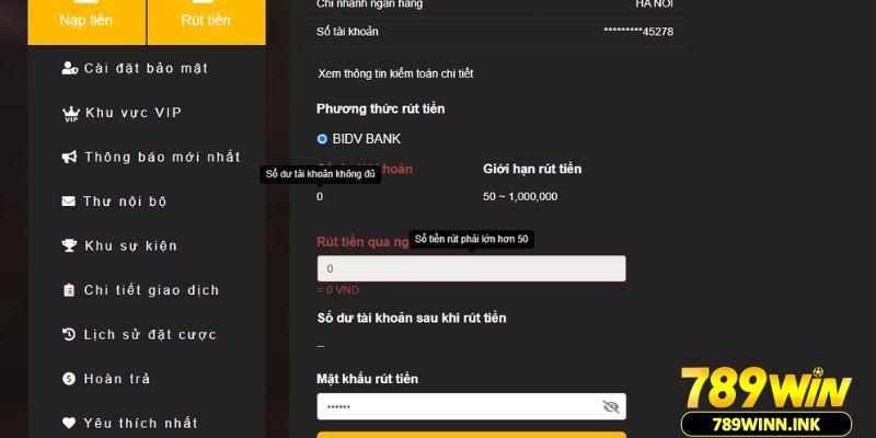 Rút tiền 789win 4 Tổng hợp những điểm anh em cần lưu ý liên quan đến quá trình rút tiền